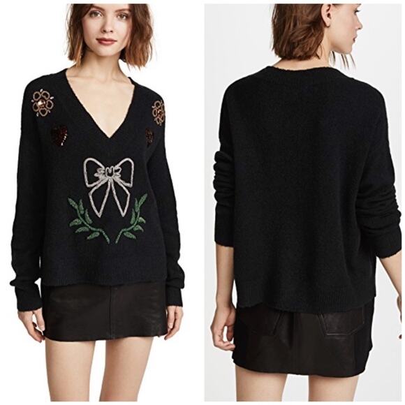Wildfox Fancy Holiday Sequins Sweater Women's S Black Embellished Shimmer NWT - Picture 12 of 12